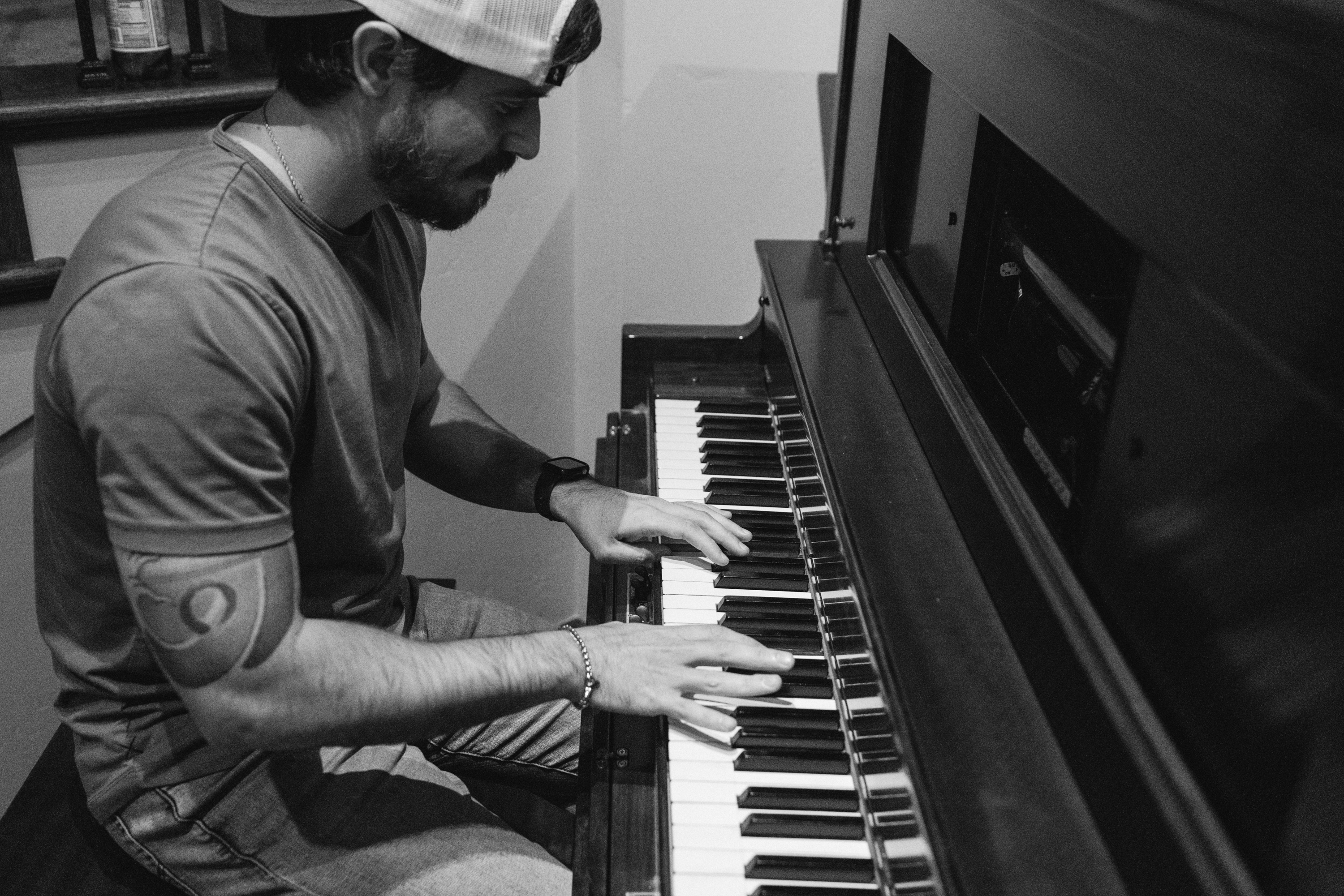 Giancarlo Castro at the piano during a session
